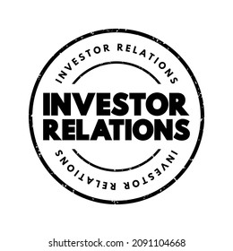 Sello de texto Relaciones con los inversores, fondo de concepto de negocio