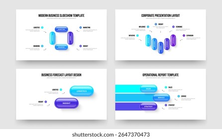 Investor Review Four Five Two Three Step Infographic Presentation Layout Vector Illustration Collection. Market Innovation 4 5 2 3 Element Diagram Slide Template Bundle.