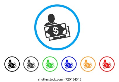 Investor rounded icon. Style is a flat investor grey symbol inside light blue circle with black, gray, green, blue, red, orange variants. Vector designed for web and software interfaces.