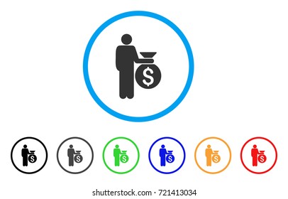 Investor rounded icon. Style is a flat investor grey symbol inside light blue circle with black, gray, green, blue, red, orange variants. Vector designed for web and software interfaces.