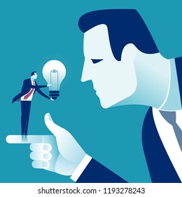 Investor. A small businessman offers an investment opportunity. Concept business vector illustration