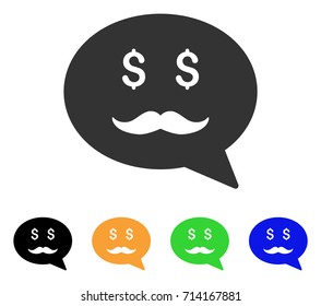 Investor Smiley Message icon. Vector illustration style is a flat iconic investor smiley message symbol with black, grey, green, blue, yellow color variants. Designed for web and software interfaces.