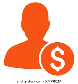 Investor vector icon. Illustration style is a flat iconic orange symbol on white background.