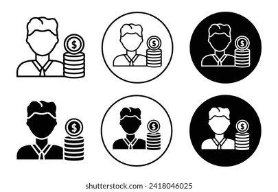 Investor vector icon set collection. Investor Outline flat Icon.