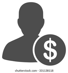 Investor vector icon. Style is flat gray symbol, rounded angles, white background.