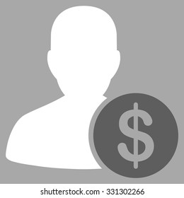 Investor vector icon. Style is flat bicolor dark gray and white symbol, rounded angles, silver background.