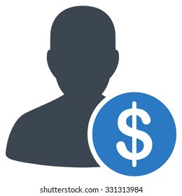 Investor vector icon. Style is flat bicolor smooth blue symbol, rounded angles, white background.