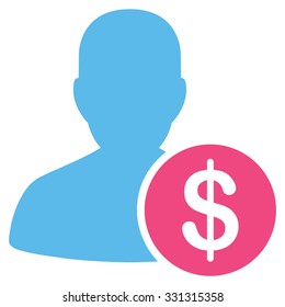 Investor vector icon. Style is flat bicolor pink and blue symbol, rounded angles, white background.