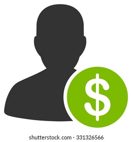 Investor vector icon. Style is flat bicolor eco green and gray symbol, rounded angles, white background.