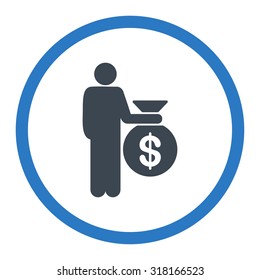Investor vector icon. This rounded flat symbol is drawn with smooth blue colors on a white background.
