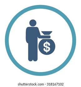 Investor vector icon. This rounded flat symbol is drawn with cyan and blue colors on a white background.