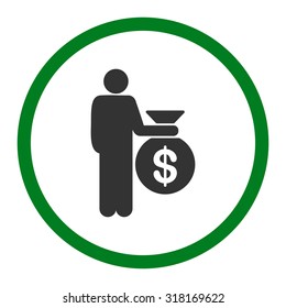 Investor vector icon. This rounded flat symbol is drawn with green and gray colors on a white background.