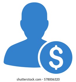 Investor vector pictogram. Illustration style is a flat iconic cobalt symbol on white background.