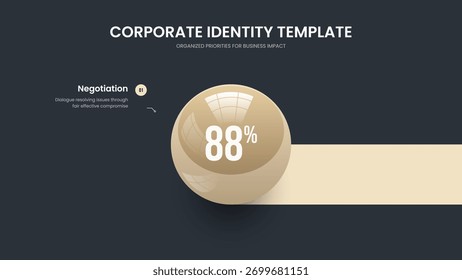 Projeto de apresentação de slides com informações sobre um elemento para visualização para investidores. Ilustração do Vetor de Modelo de Slide do Financial Showcase. Layout da apresentação do diagrama de 1 etapa do Project Insight.