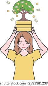 An investor woman enjoying the growth of her mutual fund and installment investments