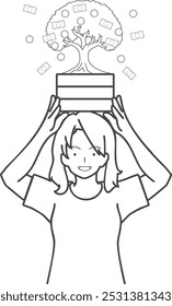 An investor woman enjoying the growth of her mutual fund and installment investments