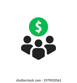 investors or sponsors team like mutual fund icon. concept of diversification and partner or owner. abstract flat trend modern remuneration logotype graphic art design element isolated on white