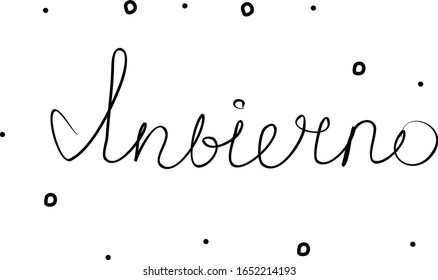 Invierno phrase handwritten with a calligraphy brush. Winter in spanish. Modern brush calligraphy. Isolated word black