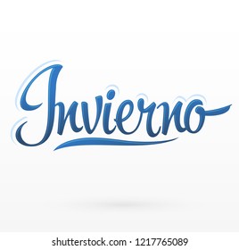 Invierno, Winter spanish text, vector lettering design