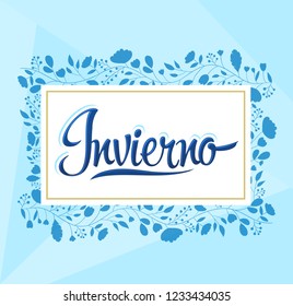 Invierno, Winter spanish text, vector lettering design