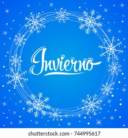 Invierno, Winter spanish text, vector lettering design