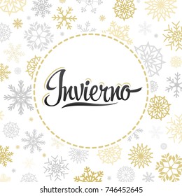 Invierno, Winter spanish text, vector lettering design