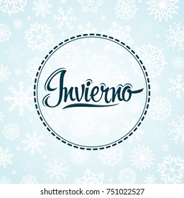 Invierno, Winter spanish text, vector lettering design