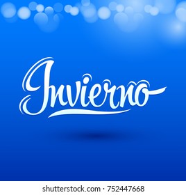 Invierno, Winter spanish text, vector lettering design