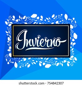 Invierno, Winter spanish text, vector lettering design