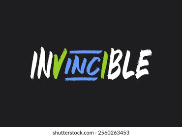 Invincible,slogan typography perfect for tshirt design.inspirational quote.Clothing,t shirt,apparel and other uses .