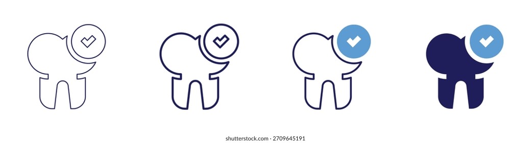 Icono de proveedor de Invisalign en 4 estilos diferentes. Línea delgada, línea, línea en negrita, duotono. Estilo duotono. Trazo editable.