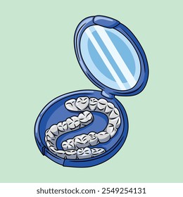 Invisible aligners for teeth on blue case