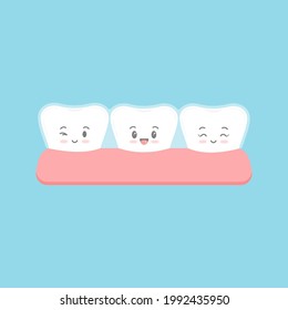 Invisible Braces On Tooth With Face Character. Dental Invisalign Braces On White Tooth Orthodontic Correction Treatment Concept. Vector Flat Design Kawaii Kid Tooth Dentistry Mascot Illustration.