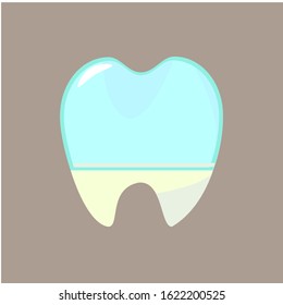 Invisible braces for teeth.Technology for teeth alignment-silicone trainer. Silicone trainer on  teeth on grey background.Flat vector illustration.
