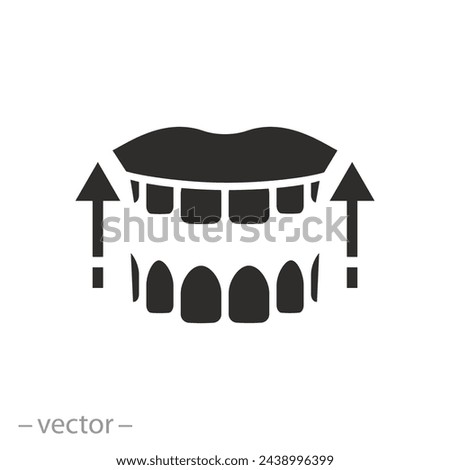 invisible clear aligner icon, teeth straightening braces, bite correction, flat symbol on white background - vector illustration