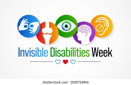 Invisible Disabilities awareness week is observed every year in October, also known as Hidden or Non-visible Disabilities that are not immediately apparent. Vector illustration