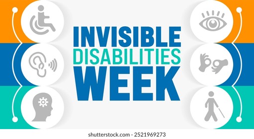 Invisible Disabilities Week background or banner design template is observed every year in October. Holiday concept. Template for card, poster, placard, template. eps 10