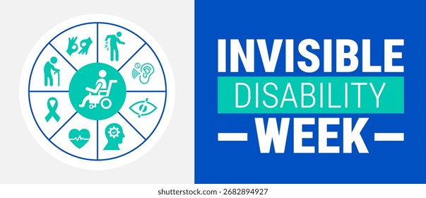invisible disability week background, banner, card or poster design template is observed every year during October, to raise awareness about the mission. Vector illustration.