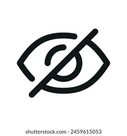 Invisible eye isolated icon, eye slash linear icon, no views outline vector icon with editable stroke