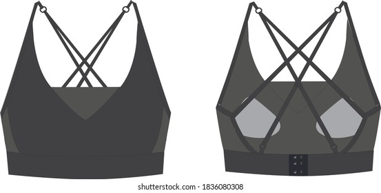 Invisible feel sports bra vector (Front & Back)