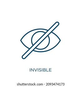 invisible icon. Thin linear invisible outline icon isolated on white background. Line vector invisible sign, symbol for web and mobile