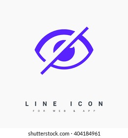 Invisible isolated minimal single flat linear icon in color. Eye line vector icon for websites and mobile minimalistic flat design.