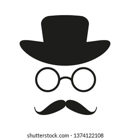 Invisible man with hat glasses and mustaches icon - illustration for poster, print