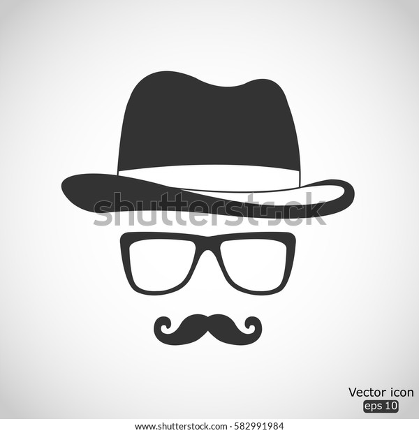 Invisible Man Hat Glasses Mustaches Icon Stock Vector (Royalty Free ...