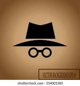 invisible man with hat glasses vector icon