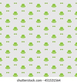 Invisible man.  Hipster style elements. Seamless pattern background. The bow tie. Old hat.
