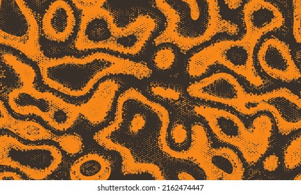 Invisible Repeated Glittered Vector Backdrop. Fashion Abstract Camoflage Seamless Curly Graphic Wallpaper.  Orange Seamless Circle Graphic Background. Seamless Fashion Abstract