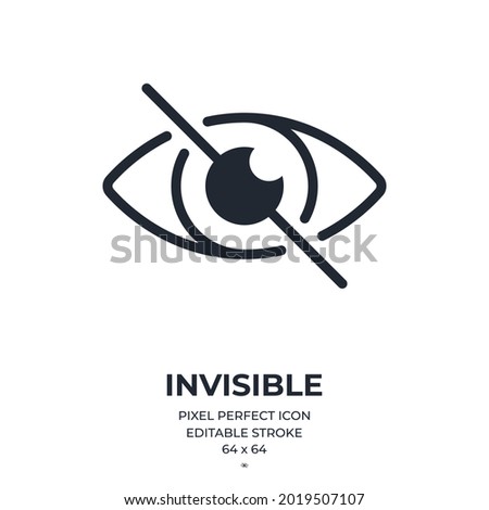 Invisible sign editable stroke outline icon isolated on white background flat vector illustration. Pixel perfect. 64 x 64.