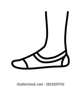 vector de icono de línea de calcetín invisible. señal de calcetín invisible. símbolo de contorno aislado ilustración negra