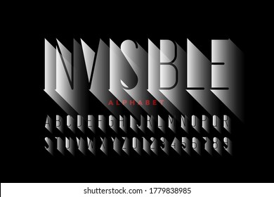 Invisible style font design, alphabet letters and numbers vector illustration